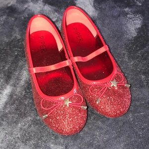 Little girls Red glitzy shoes